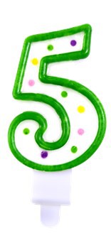 1 Candle - Number 5 - Assorted colors