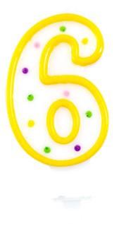 1 Candle - Number 6 - Assorted colors