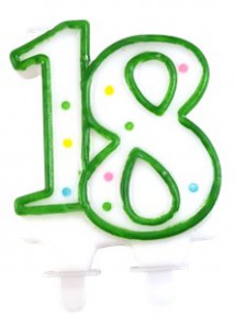 1 Candle - Number 18 - Assorted colors