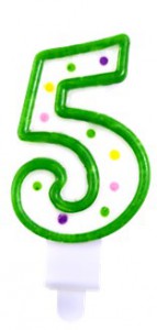 1 Candle - Number 5 - Assorted colors