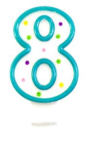 1 Candle - Number 8 - Assorted colors